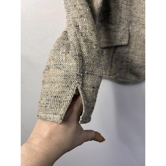 Akris Blazer Fitted Hemp Silk Wool Blend Tweed Blazer Oatmeal M/L Workwear - Picture 4 of 13